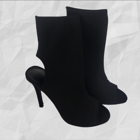 FOREVER 21 Peep Toe Sock Ankle Boots Size 6 - Picture 3 of 9